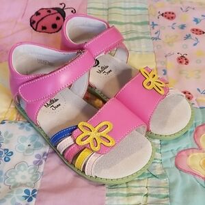 Matilda Jane Livie & Luca Pink Leather Kids Adjustable Sandals Size 12 NWOB